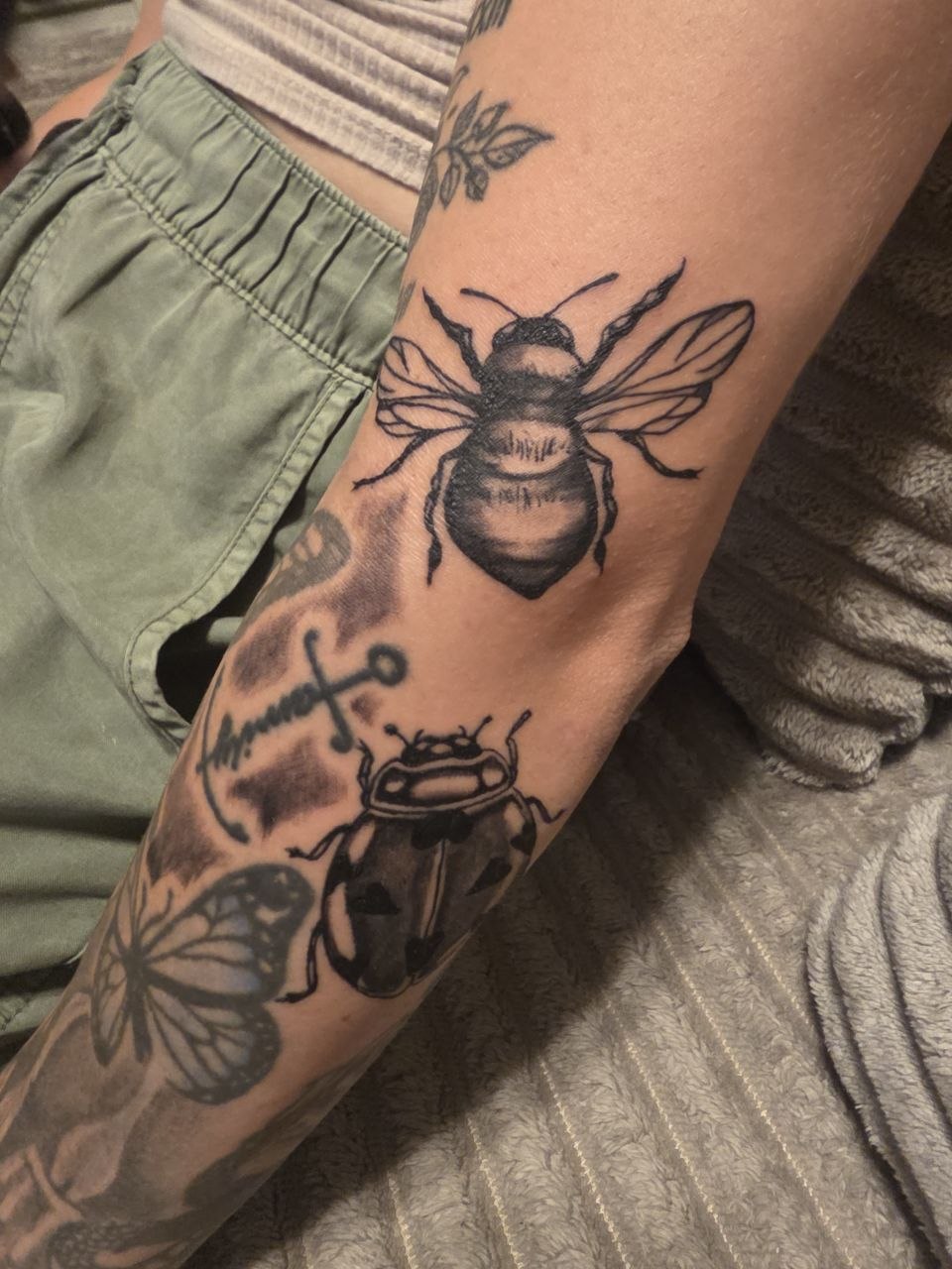 Bee and ladybug — full composition