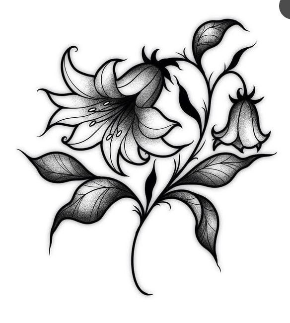 Lily & Bluebell — black and grey flash design