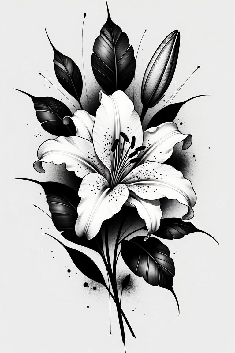 Peony Cluster — black and grey flash design